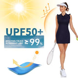 WOWENY Tennis Dress Polo Buttons Golf Dresses with Built in Shorts and Pockets Ruffle Sleeveless Athletic Workout Dress