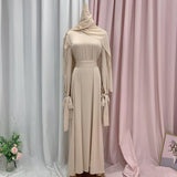 OBEEII Muslim Dress for Women Loose Full Cover Long Abaya Satin Dress Kaftan Abayas Islamic Robe S-XXL