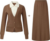 GOELIA Fall Skirt Sets Women 2 Piece Outfits Knit Pullover Sweater Top and Sweater Midi Skirts Going Out Winter Clothing