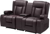VEVOR Loveseat Recliner Sofa with Massage & Heat, Power Reclining Couch with Console, PU Leather Electric RV Sofa with USB & Outlet/Storage/Cup Holders/Pockets, Home Theater Seating for Living Room