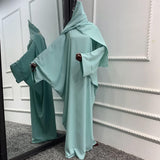 Muslim Dress for Women Pakistani Kaftan Abaya Robe + Hijab Arabic Islamic Prayer Clothes Dubai Outfits
