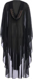 OBEEII Muslim Dress for Women Loose Batwing Sleeved Hooded Beaded Embroidery Long Abaya Dress Kaftan Abayas Islamic Robe