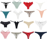 Women's Underwear Variety Pack Panties, Kinds of T-Back G-String Thongs, Lacy Briefs Hipsters Bikinis Undies Assorted