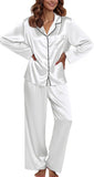 Ekouaer Pajamas For Women Set Silk Pjs 2 Piece Satin Sleepwear Long Sleeve Button Down Lounge Sets With Pant