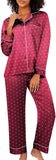 Lonxu Silk Satin Womens Pajama Sets Button Down Sleepwear Loungewear XS~3XL