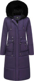 MOERDENG Women's Long Winter Puffer Coat Waterproof Warm Maxi Down Jacket Faux Fur Removable Hood Parka
