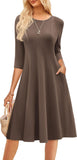 GRACE KARIN Fall Dresses for Women 2025 Casual 3/4 Sleeve Dress A Line Fit and Flare Midi Dress with Pockets