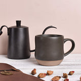 Bosmarlin Large Stoneware Speckled Coffee Mugs Set of 2, Big Tea Cup, 17 Oz, Dishwasher and Microwave Safe