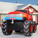 GOOSH 7.5 FT Long Christmas Inflatables Monster Truck Outdoor Decorations Blow Up Yard Santa Claus with Presents on Truck with Built-in LEDs for Garden Lawn Indoor Party Décor