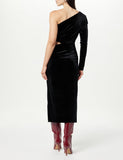 The Drop Women's Lia One-Shoulder Cutout Velvet Midi Dress