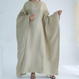 Dubai Bat Sleeve Dress Shiny Robe for Women Muslim 1pc Abaya Eid Prayer Clothes Soft Dubai Travel Party Dress Maxi Abaya