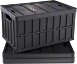 VEVOR 45L Collapsible Storage Bins with Lids 3 Packs, Stackable Utility Crates with Handles, Large Folding Containers for Organizing Tools, Snacks, Books, Food, Drinks, Camping & Transport