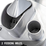 VEVOR Commercial Food Processor 2 Feeding Holes, 550W Electric Vegetable Slicer 1600 RPM, Stainless Steel Vegetable Processor Detachable 6-blades, 3mm/4mm/7mm Shred, 2mm/4mm Slice