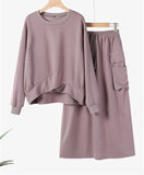 Women Spring Fall Sweatshirts Dress Sets Long Sleeve Hoodies Midi Skirt Two-Piece Set