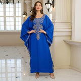 RanRui Women's Embroidered Kaftan Dresses Beach Blouse Cotton Gold Embroidery Holiday Robe Plus Size Caftans Kaftan Dress