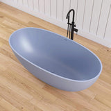 [61X29.5-Inch] Nuvia Freestanding Modern Oval Stone Resin Soaking Tub With Overflow Drain (SAK40125)