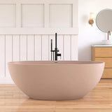[61X29.5-Inch] Nuvia Freestanding Modern Oval Stone Resin Soaking Tub With Overflow Drain (SAK40125)