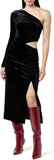 The Drop Women's Lia One-Shoulder Cutout Velvet Midi Dress