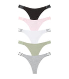 Victoria's Secret PINK Cotton Logo Thong Panty Pack, Panties for Women, Fall Basic Pack, M