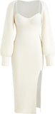 CIDER 2 Piece Sweater Dresses for Women Winter Slit Long Sleeve Womens Midi Dress Pullover Bodycon Wedding Guest Outfits