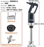 VEVOR 500W 12 Inch Heavy Duty Hand Mixer, Variable Speed Stick Mixer with 304 Stainless Steel Blade, Multi-Purpose Portable Mixer for Soup, Smoothie, Puree, Baby Food