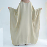 Dubai Bat Sleeve Dress Shiny Robe for Women Muslim 1pc Abaya Eid Prayer Clothes Soft Dubai Travel Party Dress Maxi Abaya