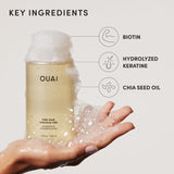 OUAI Fine Hair Shampoo - Volumizing Shampoo for Fine, Flat Strands - Made with Biotin, Keratin & Chia Seed Oil - Strengthens, Nourishes & Thickens - Color-Safe & Sulfate Free Hair Care (10 Fl oz)
