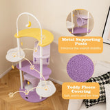 62 Inches Large Cat Tower with Metal Frame and Jumping Platforms