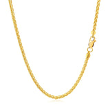 2.1mm 14k Yellow Gold Round Wheat Chain