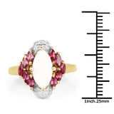 1.90 Carat Genuine Opal and Rhodolite .925 Sterling Silver Ring