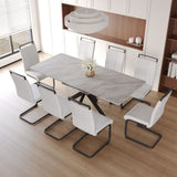 62.4" extendable 78.15" dining Table Set for 6-8 Person for Dining Room,C-shaped Tube Soft padded armless dining chair and Very large Dining Room Table Kitchen Table Chair Set with metal Legs