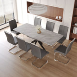 62.4" extendable 78.15" dining Table Set for 6-8 Person for Dining Room,C-shaped Tube Soft padded armless dining chair and Very large Dining Room Table Kitchen Table Chair Set with metal Legs