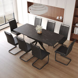 62.4" extendable 78.15" dining Table Set for 6-8 Person for Dining Room,C-shaped Tube Soft padded armless dining chair and Very large Dining Room Table Kitchen Table Chair Set with metal Legs