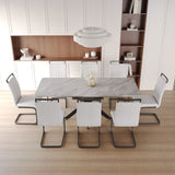 62.4" extendable 78.15" dining Table Set for 6-8 Person for Dining Room,C-shaped Tube Soft padded armless dining chair and Very large Dining Room Table Kitchen Table Chair Set with metal Legs