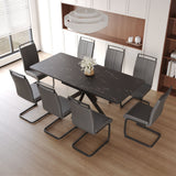 62.4" extendable 78.15" dining Table Set for 6-8 Person for Dining Room,C-shaped Tube Soft padded armless dining chair and Very large Dining Room Table Kitchen Table Chair Set with metal Legs