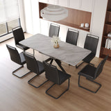 62.4" extendable 78.15" dining Table Set for 6-8 Person for Dining Room,C-shaped Tube Soft padded armless dining chair and Very large Dining Room Table Kitchen Table Chair Set with metal Legs