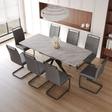 62.4" extendable 78.15" dining Table Set for 6-8 Person for Dining Room,C-shaped Tube Soft padded armless dining chair and Very large Dining Room Table Kitchen Table Chair Set with metal Legs