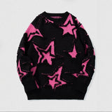 American-style Vintage Star Jacquard Sweater