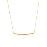 14k Yellow Gold Thin Textured Bar Necklace