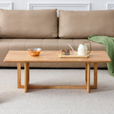 Natural Rubber Wood and Solid Wood Minimalist Coffee Table