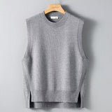 Mens Solid-Color Versatile Split Vest
