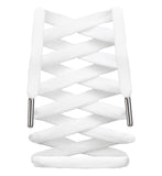 LitLaces - Premium Flat Cotton Shoe Laces Replacement for Air Jordan Nike Dunk Air Force 1 Converse & Casual Shoes (White/Silver 72")
