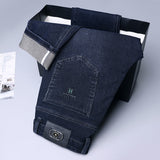 High-end Mens Straight-leg, Relaxed-fit, Plus-size Business Casual Jeans