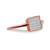 10K Rose Gold 1/3 Cttw Invisible Set Princess Cut Diamond Composite Square Shape Ring for Women (H-I color, I1-I2 clarity) - Size 7