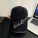 Monochrome Individuality Frayed Letter Embroidery Washed-out Vintage Trend Fashion Holey Brim Baseball Cap Street Travel