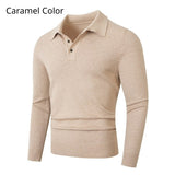 Fashionable Lapel-Neckline Buttoned Casual Pullover Base-Layer Knit Sweater