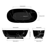 [63X29.5-Inch] Nuvia Freestanding Modern Marble-Design Solid Surface Soaking Tub With Overflow (SAK11528)