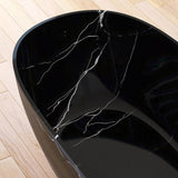 [63X29.5-Inch] Nuvia Freestanding Modern Marble-Design Solid Surface Soaking Tub With Overflow (SAK11528)