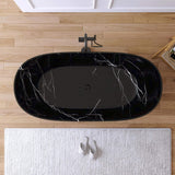[63X29.5-Inch] Nuvia Freestanding Modern Marble-Design Solid Surface Soaking Tub With Overflow (SAK11528)