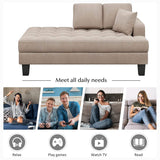 64" Deep Tufted Upholstered Textured Fabric Chaise Lounge Toss Pillow Included